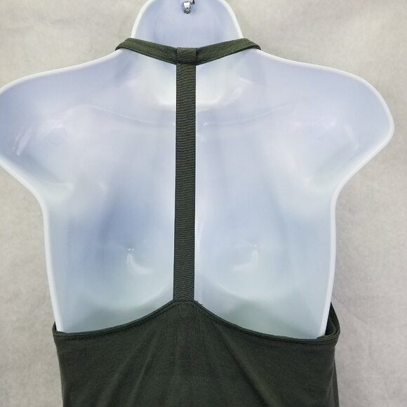 Athleta Serenity T-Strap Racerback Ruched Side Maxi Dress Sz S Grey Stretch Flaw - Picture 9 of 16